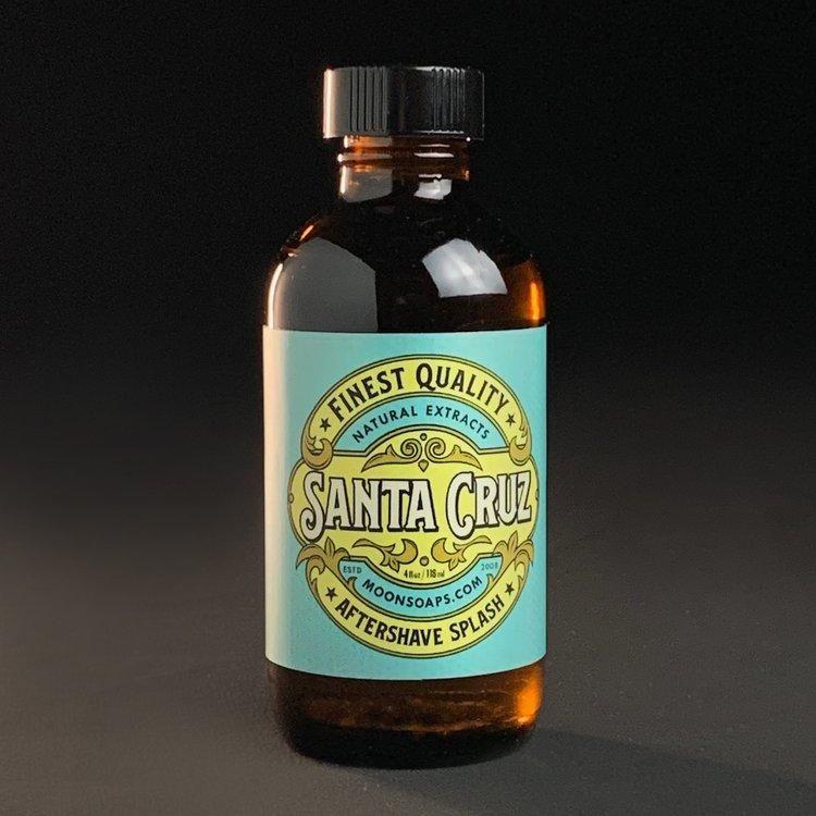 Moon Soaps Santa Cruz Aftershave Splash in a 4 oz bottle, natural aftershave splash with refreshing scent and classic packaging.