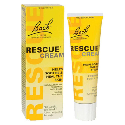 Pasteur Pharmacy Bach Flower Rescue Remedy Cream 30g, an alternative therapy cream for stress relief and emotional well-being.
