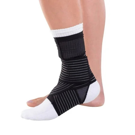 Black DonJoy Advantage Figure 8 ankle support in X-large size, showing adjustable straps and reinforced support for ankle stability.