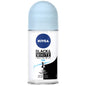Nivea Black & White Invisible Pure 48h 5-in-1 Anti-Perspirant Roll-On in 50ml bottle, with sleek black and white packaging.