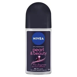 Nivea Pearl & Beauty 48h Anti-Perspirant Roll-On in 50ml bottle, smooth application for fresh, dry skin.
