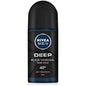 Nivea Deep Black Carbon Dark Wood Roll-On Antiperspirant for Men, 50ml, with a sleek black container and dark wood design.