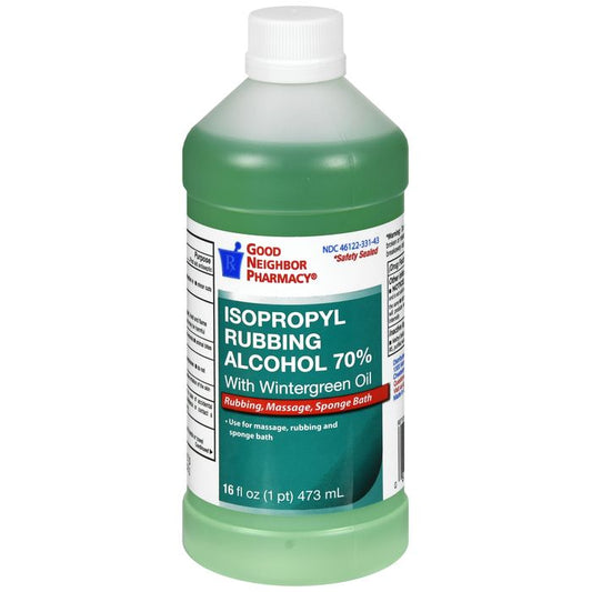 Case of 12 Pasteur Pharmacy GNP 70% Isopropyl Alcohol with Wintergreen, 16 fl oz antiseptic and cleaning supply bottles