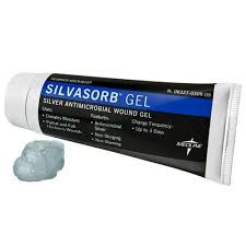 Silvasorb Silver Antimicrobial Wound Gel in a 1.5 oz tube, antiseptic and cleaning supply for wound care, by Pasteur Pharmacy.
