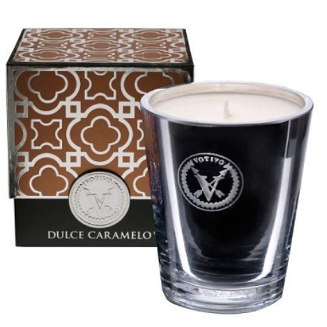 Votivo Sweet Dulce Caramelo aromatic candle in an 8 oz jar, featuring warm caramel and sweet fragrance, by Pasteur Pharmacy.