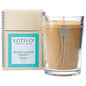 Votivo Aromatic Candle White Ocean Sands 6.8oz with a white ceramic holder, showcasing a serene, ocean-inspired design.