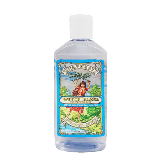 Humphrey's Homeopathic Witch Hazel Astringent in an 8 fl oz bottle, natural skin toner and astringent for facial care.