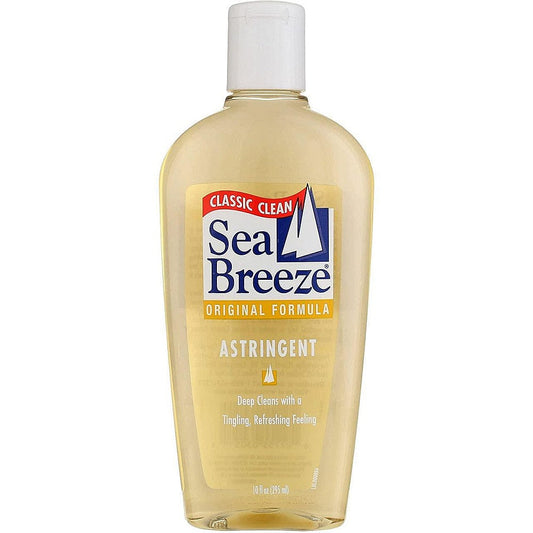 Sea Breeze Classic Clean Original Formula Astringent in 10 oz bottle, refreshing skincare for oily and acne-prone skin.