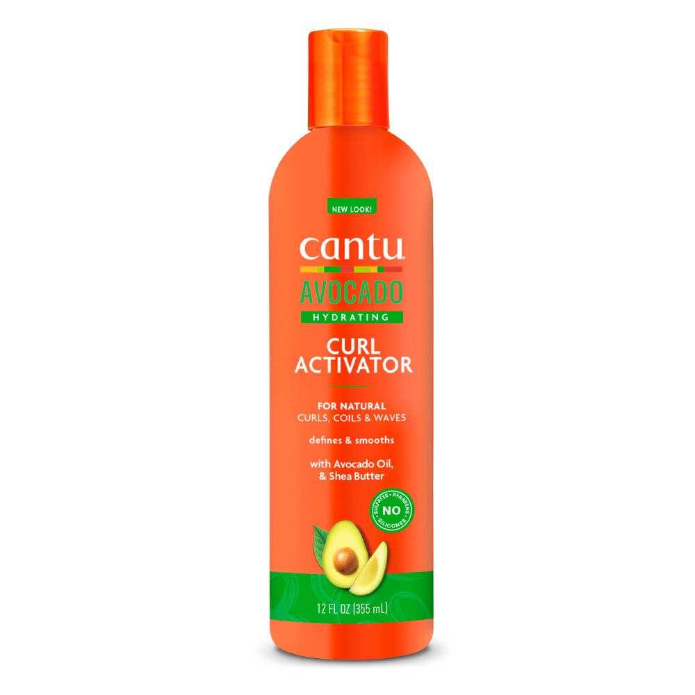 Cantu Avocado Hydrating Curl Activator Cream in 355 ml jar, designed to enhance and moisturize curly hair with natural avocado ingredients.