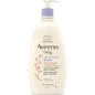 Aveeno Baby Calming Comfort Moisturizing Body Lotion in a large 18 fl oz bottle, gentle baby body lotion with soothing ingredients.