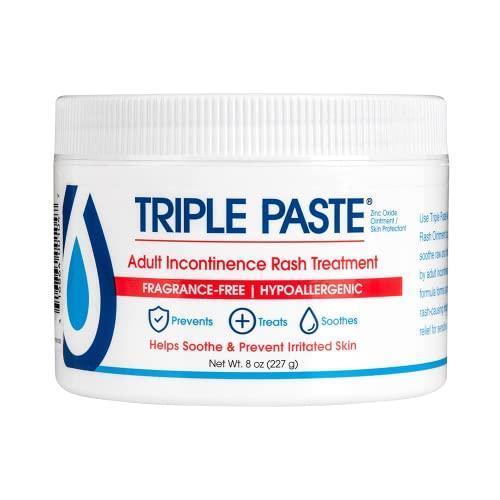 Triple Paste Adult Incontinence Rash Treatment in an 8 oz tube, designed for soothing skin irritation and rash relief.