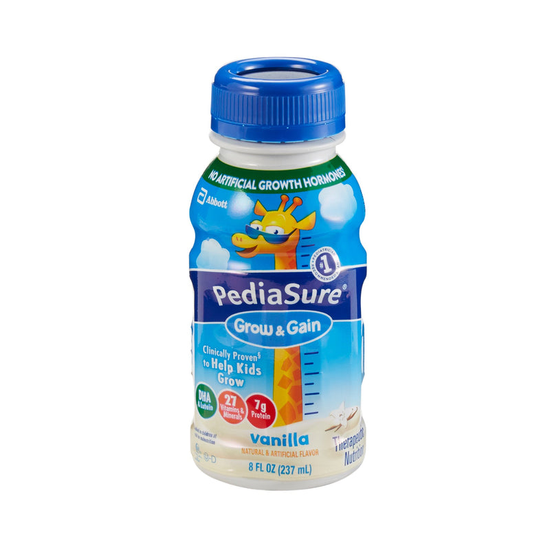 PediaSure Grow & Gain Vanilla baby food bottles by Pasteur Pharmacy, 24-pack of 8 oz bottles for infant nutrition.
