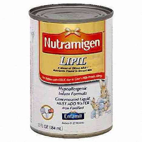 Nutramigen Lipil baby formula by Pasteur Pharmacy in 12x390ml cartons, designed for infants with special dietary needs.