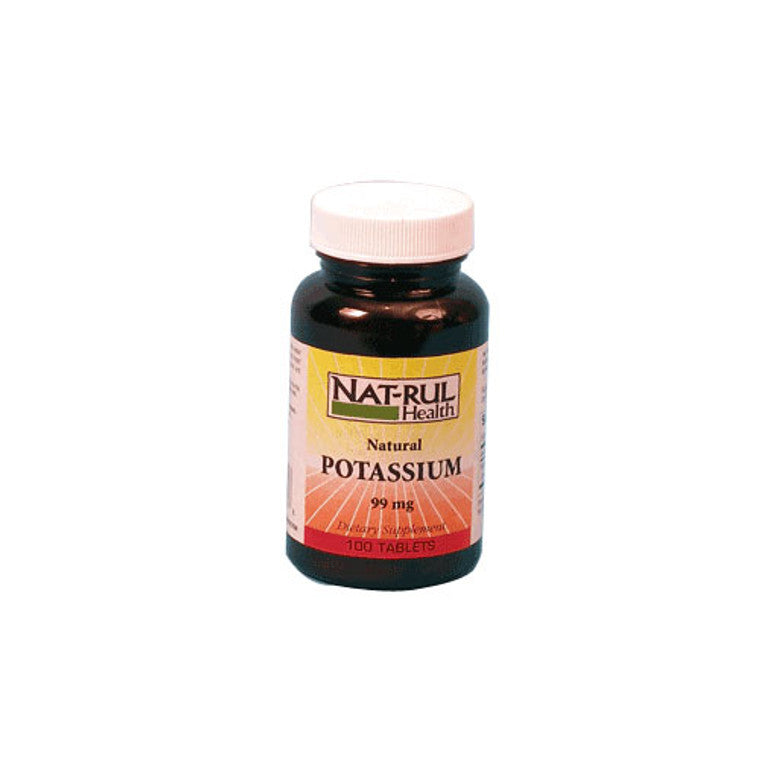 Baby health Natrul Health Potassium 99mg tablets by Pasteur Pharmacy, showing the bottle and tablets on a white background.