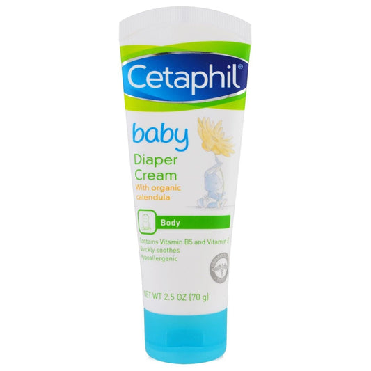 Cetaphil Baby Diaper Rash Relief Cream in a 2.5 oz tube, gentle formula for soothing diaper rash on infants.