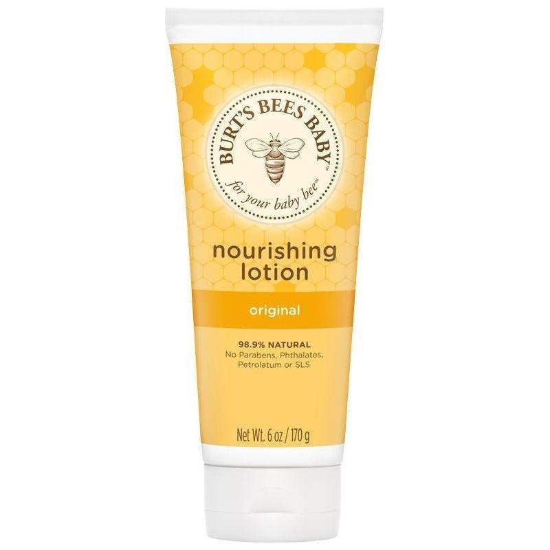 Burt's Bees Baby Bee Nourishing Lotion in 6oz bottle, gentle baby skin care with natural ingredients, soft and smooth skin