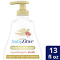 Baby Dove Sensitive Wash for bath time, gentle cleanser for melanin-rich skin, 13 oz bottle, suitable for babies and toddlers.