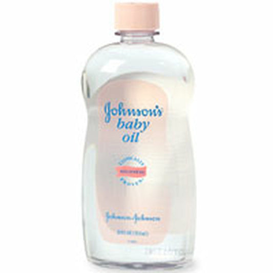 Johnson's Baby Oil Original Mineral 20 oz bottle, gentle baby and toddler moisturizer, shown in the image.