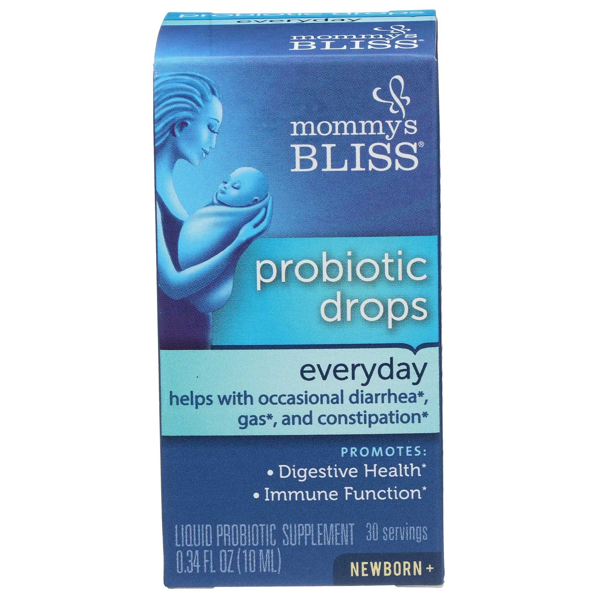 Baby & Toddler probiotic drops by Mommy's Bliss in a 0.34 fl oz (10 ml) bottle, designed for daily digestive support.
