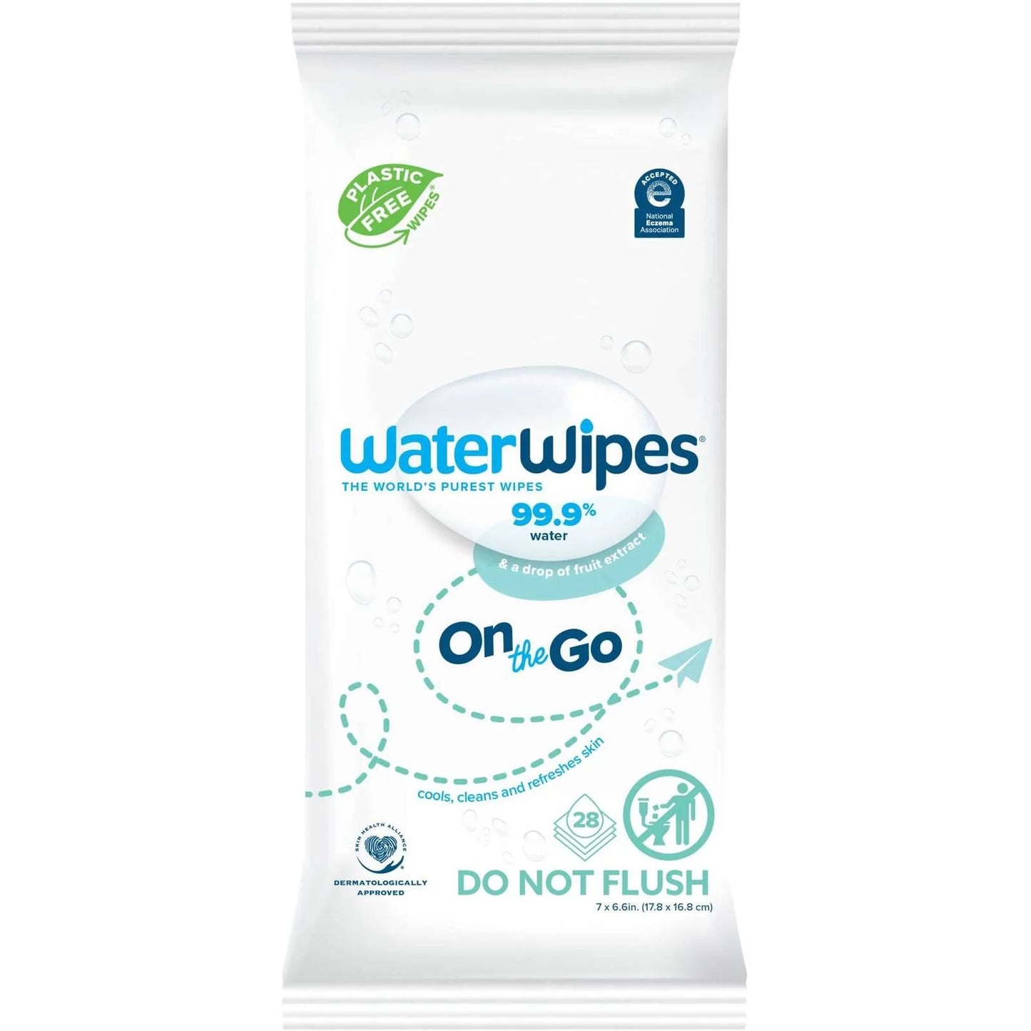 WaterWipes Sensitive+ baby wipes by Pasteur Pharmacy, unscented and hypoallergenic 3-in-1 wipes for on-the-go use, 28 count.