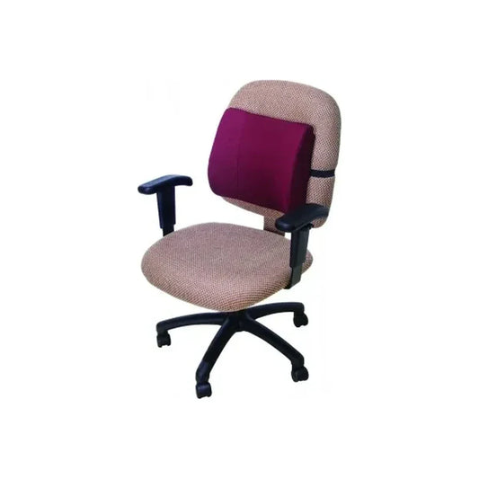 Back and lumbar support cushion from Pasteur Pharmacy with elastic strap for added stability and comfort during use.