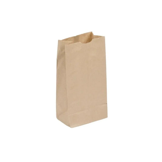 Flat bottom paper bags by Pasteur Pharmacy, 6x3.5x11 inches, 6 lbs capacity, 2000 count, ideal for retail and food packaging.