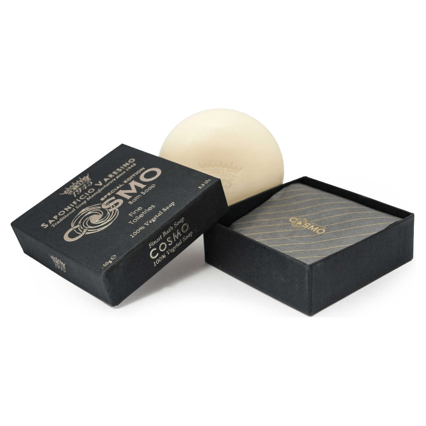 Pasteur Pharmacy Saponificio Varesino Bath Soap Collection featuring a 70th anniversary bar soap in a 150g package with elegant packaging.