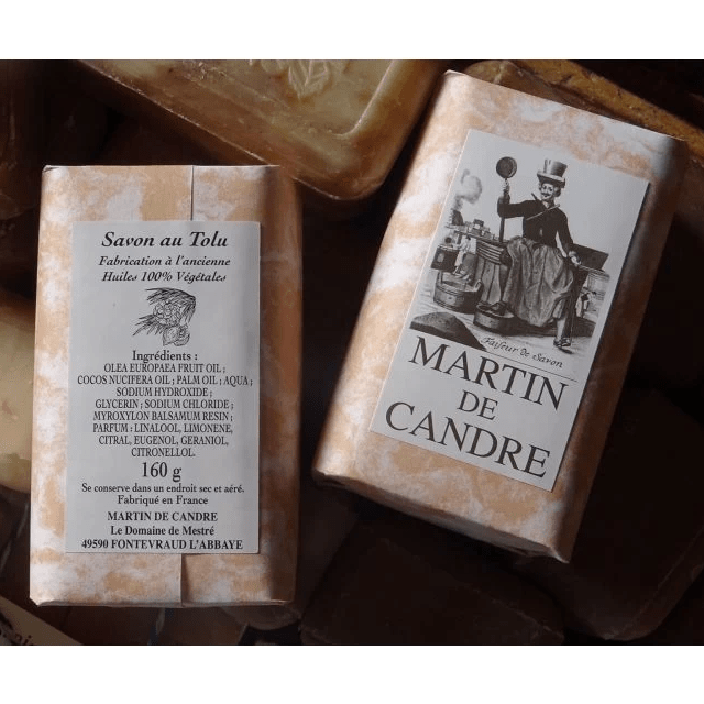 Martin de Candre solid bar soap from Pasteur Pharmacy, benjoin scent, 160g, part of the collection, natural and handcrafted.