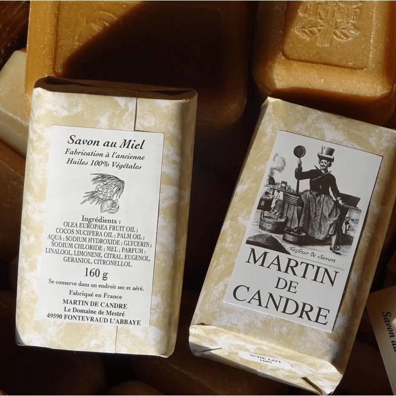 Martin de Candre solid bar soap from Pasteur Pharmacy collection, 100g to 250g, with Benjoin scent and natural ingredient details.