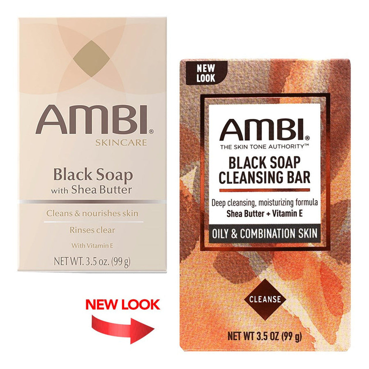 Pasteur Pharmacy Ambi Black Soap with Shea Butter bar, 3.5 oz, showing the dark soap bar with Shea Butter ingredients.
