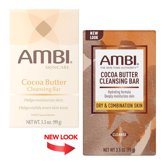 AMBI Skincare Cocoa Butter Cleansing Bar soap by Pasteur Pharmacy, 3.5 oz, natural cocoa butter formula, bar soap for skin hydration