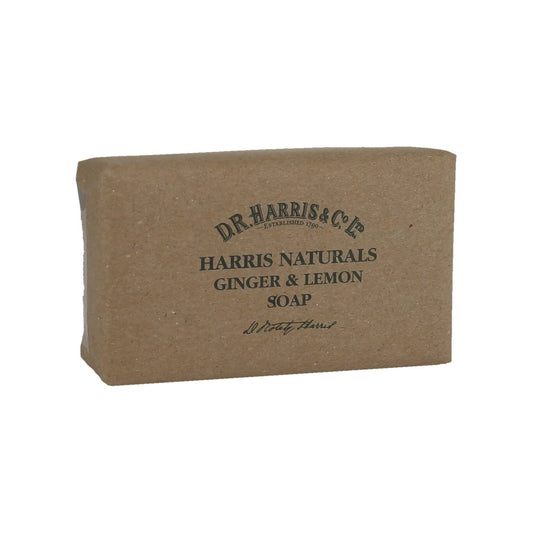 D. R. Harris & Co Ginger & Lemon Bar Soap by Pasteur Pharmacy, 200g, featuring fresh ginger and lemon scent in a classic soap bar.