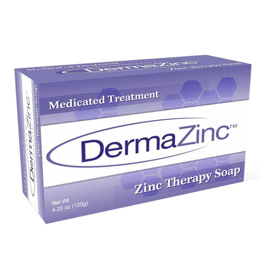 Pasteur Pharmacy Dermazinc Therapy Medicated Bar Soap, 4.25 oz, showing the soap bar with packaging.