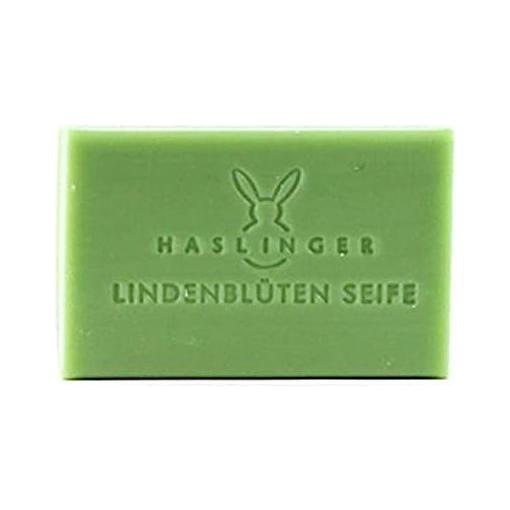 Haslinger Lindenb bar soap from Pasteur Pharmacy, 100g, featuring natural linden blossom scent and soothing skin benefits.