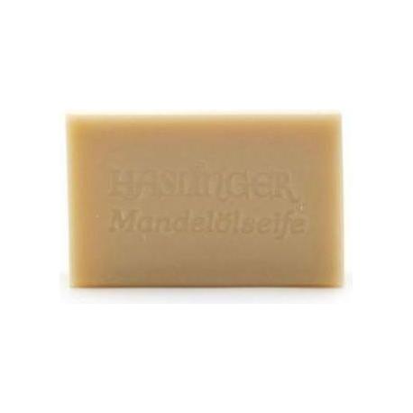 Haslinger Mandelols soap bar by Pasteur Pharmacy, 100g, featuring a natural almond scent and smooth soap texture.