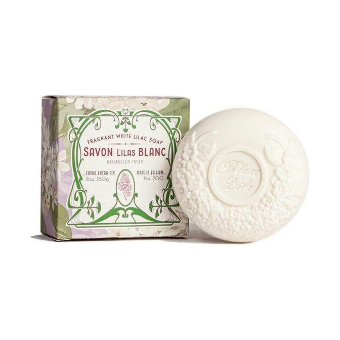 Kalastyle Blanc Lila soap bar by Pasteur Pharmacy, 6 oz, with a purple-lilac color, showcasing a smooth, rectangular soap bar.