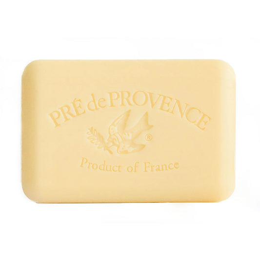 Pre De Provence Agrumes Shea Butter Vegetable Bar Soap by Pasteur Pharmacy, 150g, with citrus scent and creamy texture.