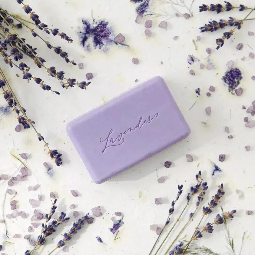 Lavender Shea Butter enriched vegetable bar soap by Pre De Provence, 150g, with lavender and shea butter visible in the image.