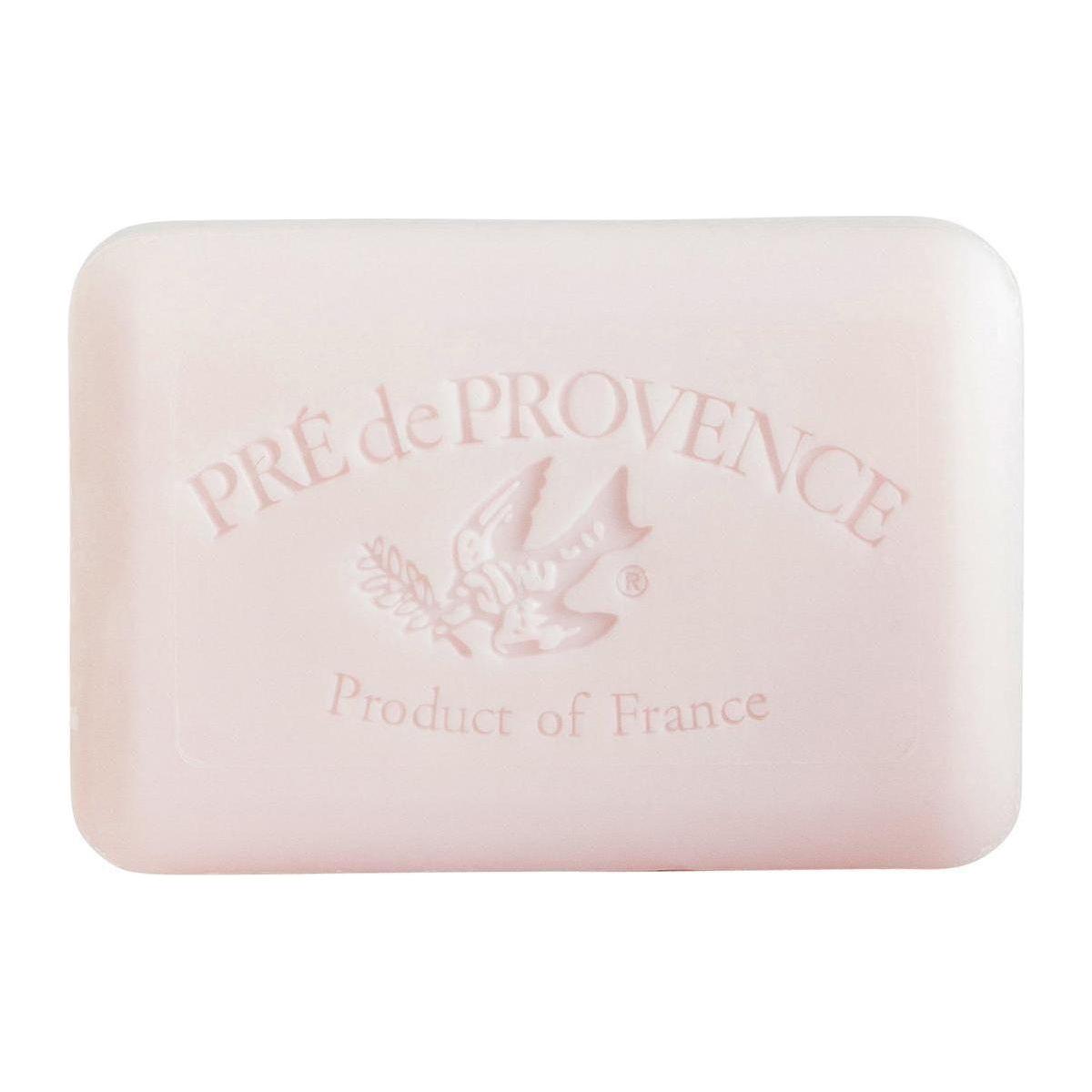 Pre De Provence Lily of the Valley Shea Butter Vegetable Bar Soap from Pasteur Pharmacy, 250g, with floral design and soap lather.