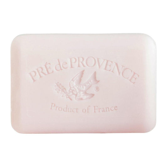 Pre De Provence Lily of the Valley Shea Butter Vegetable Bar Soap from Pasteur Pharmacy, 250g, with floral design and soap lather.