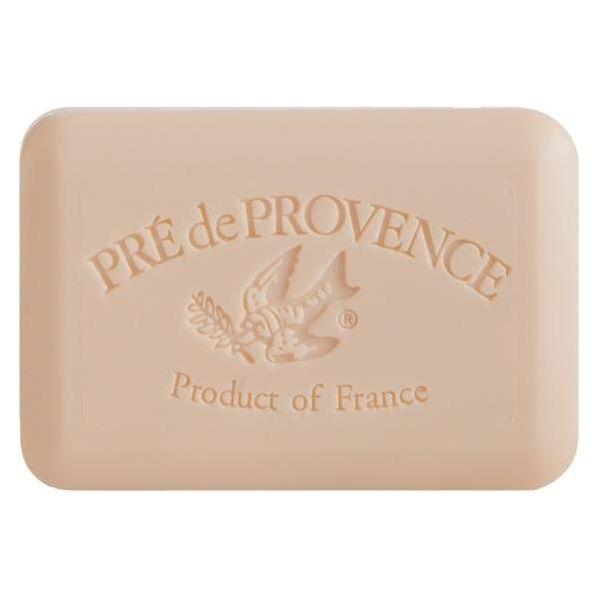 Pre De Provence Patchouli Shea Butter Vegetable Bar Soap by Pasteur Pharmacy, 250g, showing the soap's textured surface and natural ingredients.