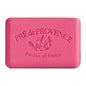 Pre De Provence Raspberry Shea Butter Vegetable Bar Soap by Pasteur Pharmacy, 250g, with pink soap bar and raspberry scent.