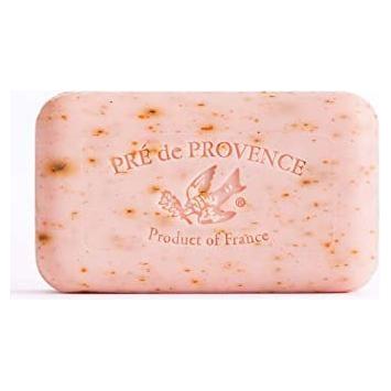 Bar soap by Pasteur Pharmacy with rose petal and shea butter, enriched vegetable soap in 250g packaging, natural floral scent.