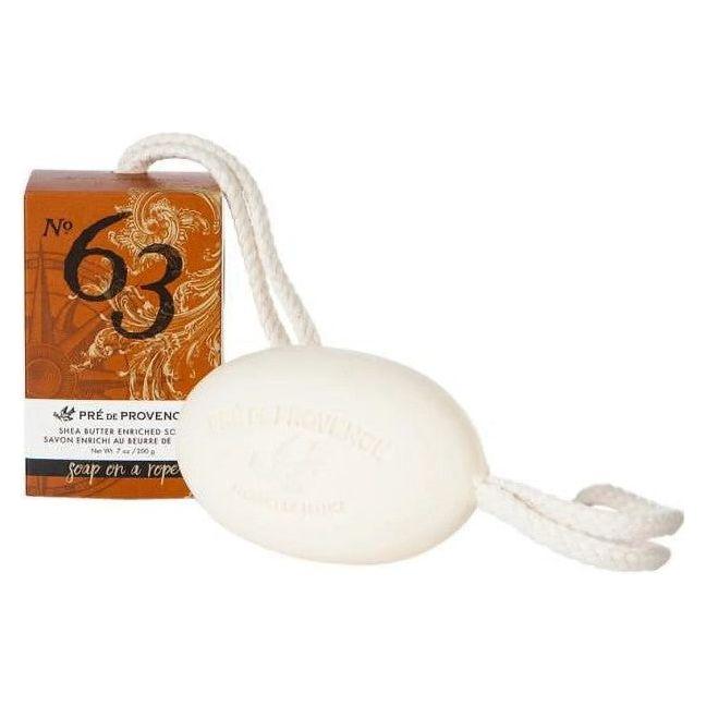 Pre De Provence Shea Butter soap on a rope, large 7 oz bar, with elegant packaging and natural ingredients, by Pasteur Pharmacy.