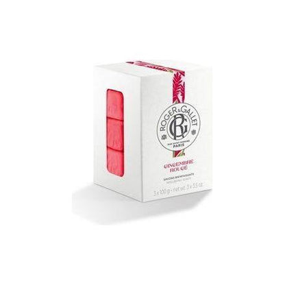 Roger & Gallet Gingembre Rouge Wellbeing Soap Bar, set of three 3.5 oz bars with vibrant ginger scent, natural skincare product