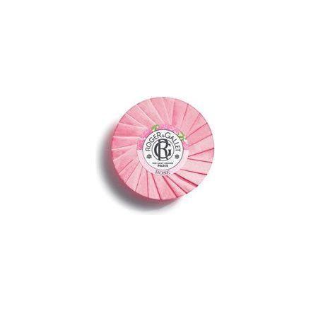 Set of three Roger & Gallet Rose Wellbeing bar soaps, 3.5 oz each, with floral rose scent and elegant packaging.