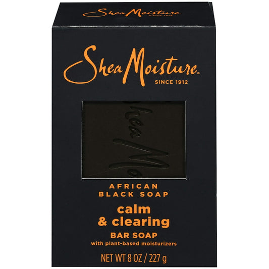 African Black Bar Soap with Shea Butter by Pasteur Pharmacy, 8 oz, natural moisturizing soap bar in a simple package