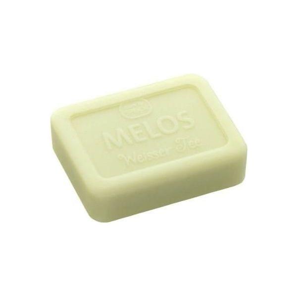 Speick Melos Weisser Tee Soap bar from Pasteur Pharmacy, 100g, natural white tea scent, displayed in a clear wrapper.