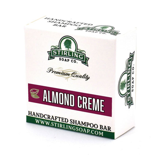 Stirling Soap Co. Almond Creme Shampoo Bar, 3.8 oz, natural bar soap with almond creme scent and gentle cleansing properties.