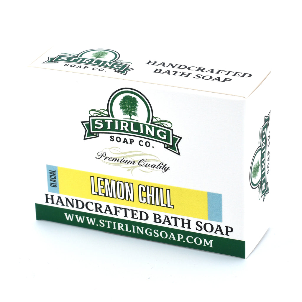 Stirling Soap Co. Lemon Chill Bath Soap bar by Pasteur Pharmacy, featuring a citrus scent and smooth soap texture.